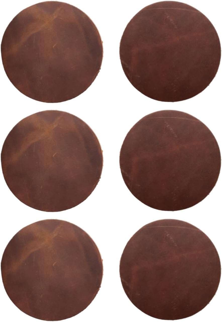 Full Grain Leather Coasters Set of 6, showing espresso brown coasters reverse side