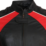 Men's Red and Black Genuine Leather Motocross Jacket