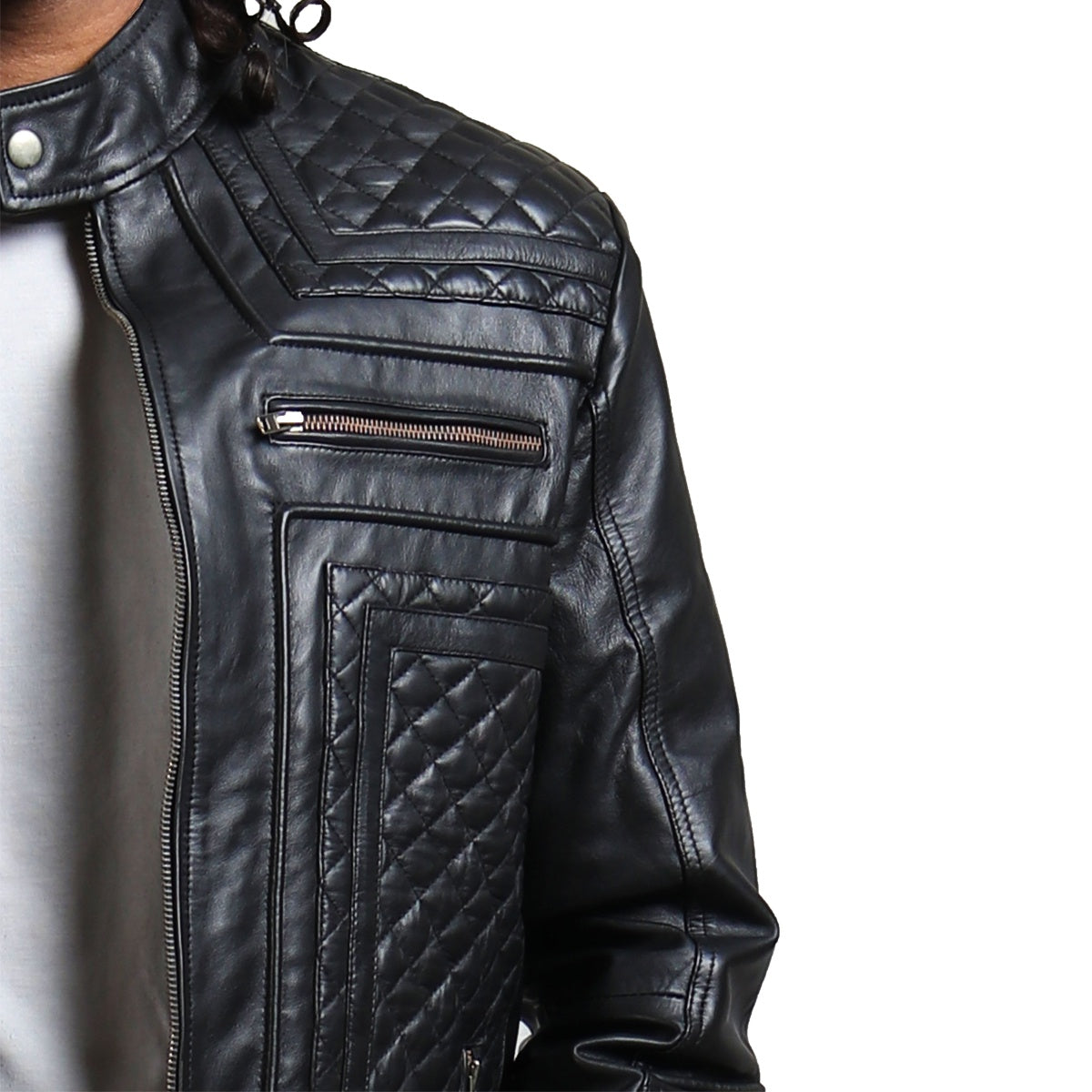 Diamond Quilted Skull Leather Jacket