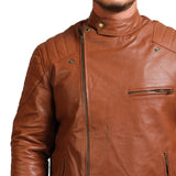Brown Motorcycle Leather Jacket for Men
