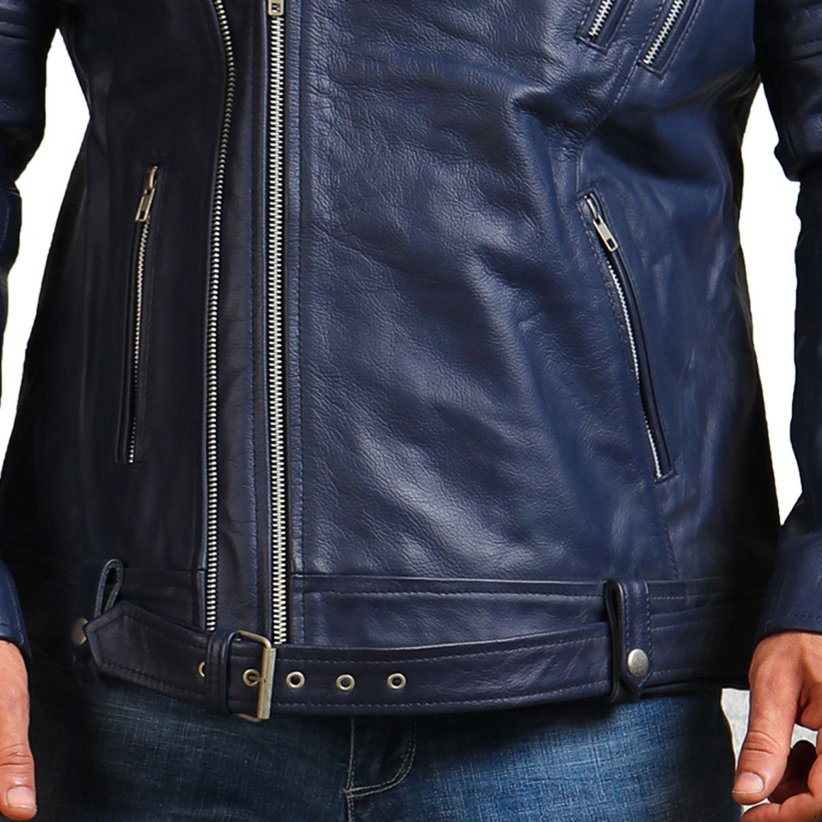 Blue Biker Enthusiast Leather Jacket