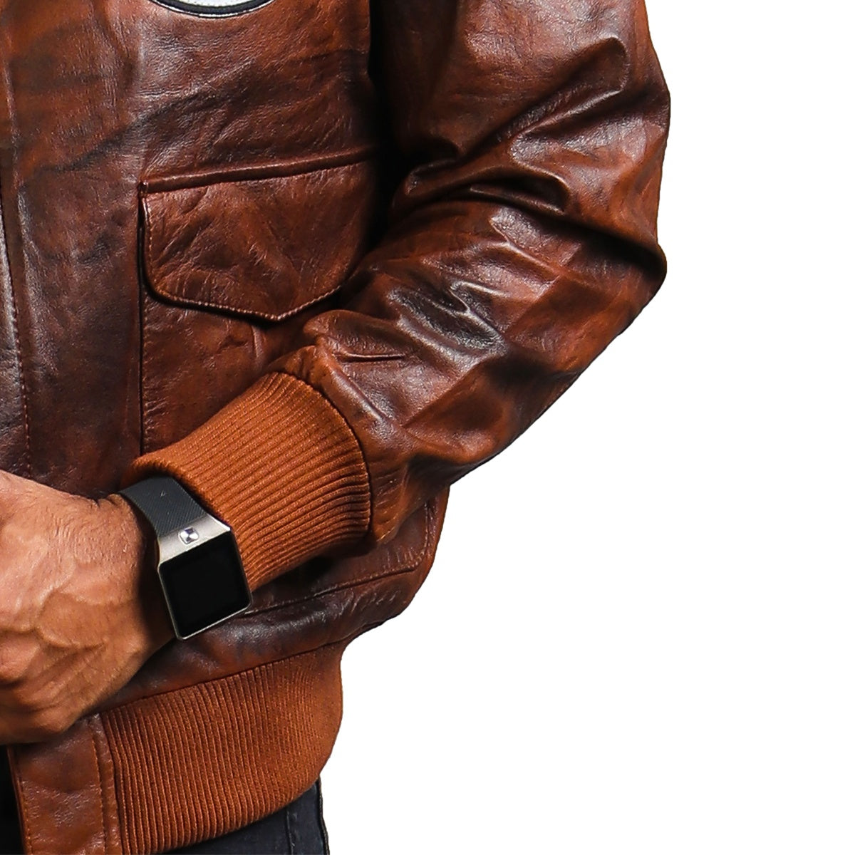 Brown Bomber Leather Jacket for Men