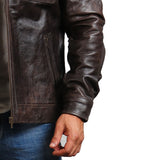 Dark Brown Trucker Leather Jacket
