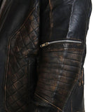 Men's Distressed Skull Leather Jacket