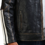 Distressed Black And White Striped Jacket