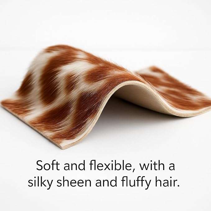 Hair-On Cowhide Leather Sheets 12x12 Pack of 3, showing hair texture and sheen
