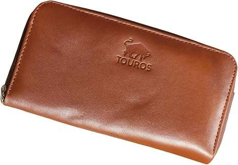 Women's Cowhide Leather Bifold Wallet with Zipper, showing exterior zipper pocket