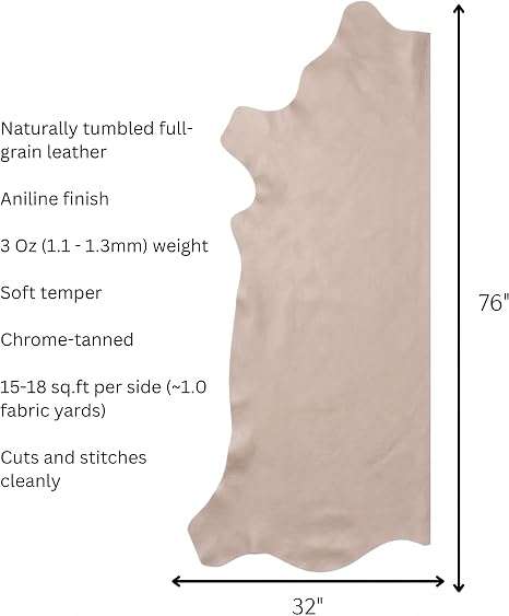Beige Top Grain Cowhide Upholstery Hide, showing natural grain texture close-up
