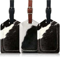Cowhide Leather Luggage Tags Pack of 3, showing 3-pack travel tag set