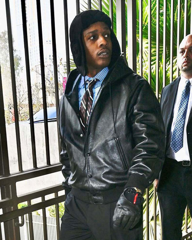 A$AP Rocky Hooded Leather Jacket
