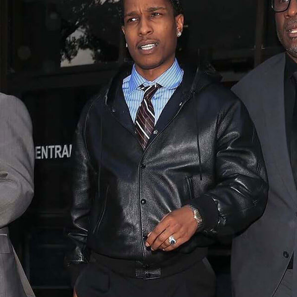A$AP Rocky Hooded Leather Jacket