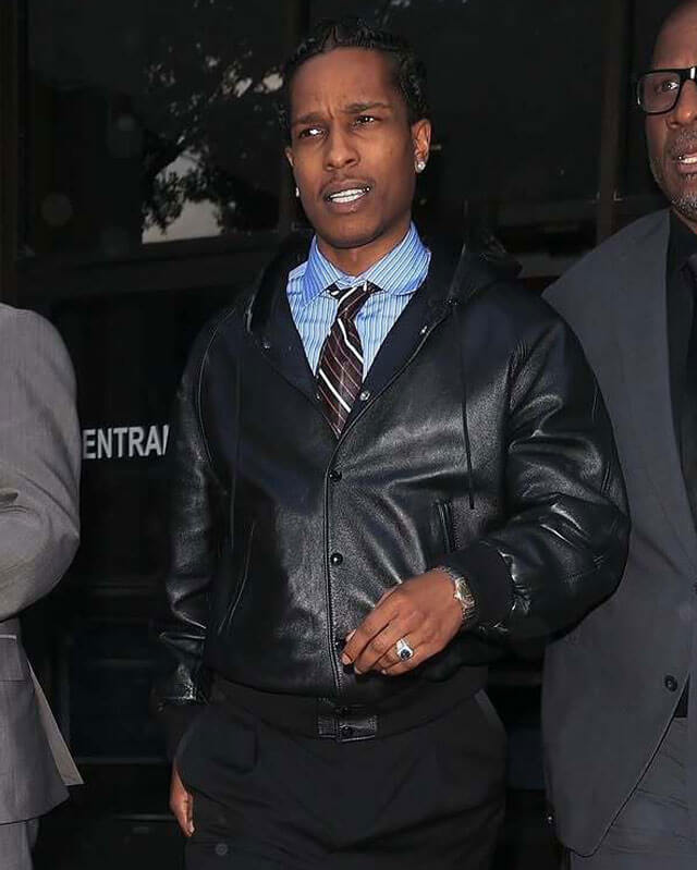 A$AP Rocky Hooded Leather Jacket