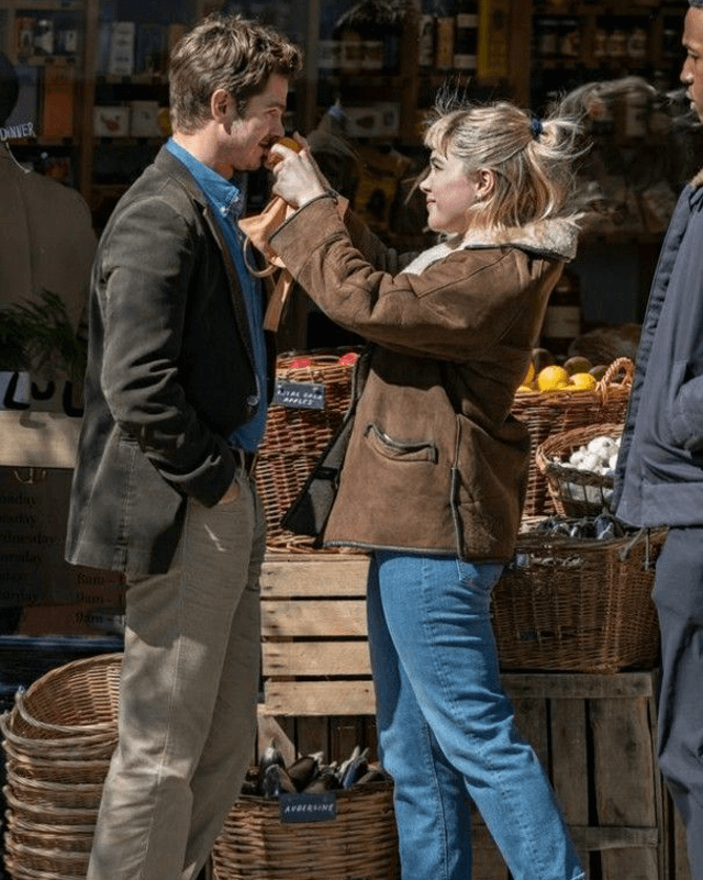 We Live in Time Florence Pugh Suede Shearling Jacket