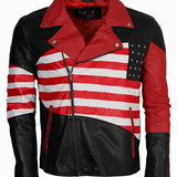 American Flag Leather Jacket with Stars and Stripes