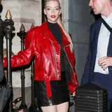 Anya Taylor-Joy Red Leather Jacket