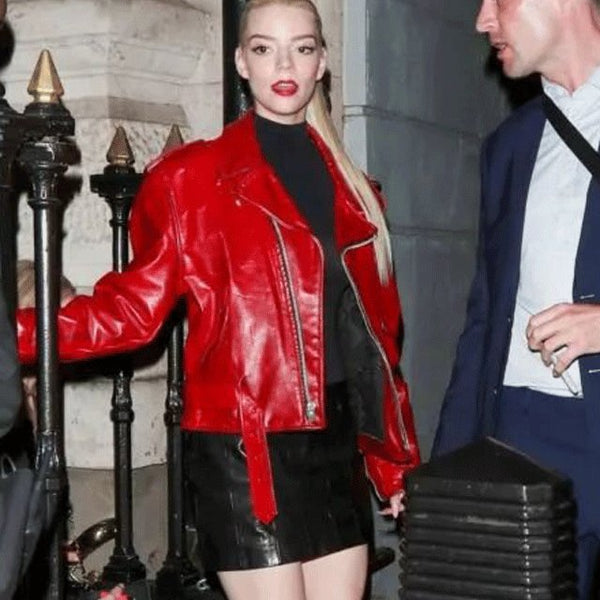 Anya Taylor-Joy Red Leather Jacket