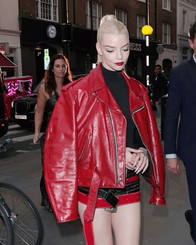 Anya Taylor-Joy Red Leather Jacket