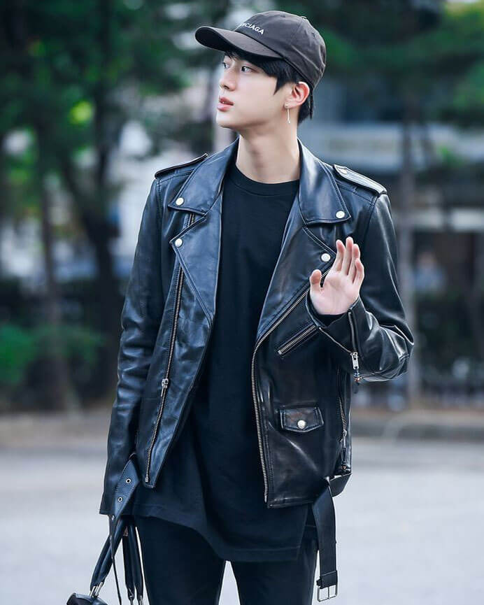 BTS Jin Biker Leather Jacket