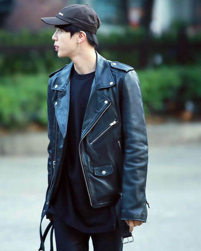 BTS Jin Biker Leather Jacket