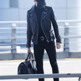 BTS Suga Black Biker Leather Jacket
