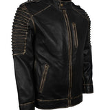 Men's Killing Joke Genuine Leather Jacket with Hood