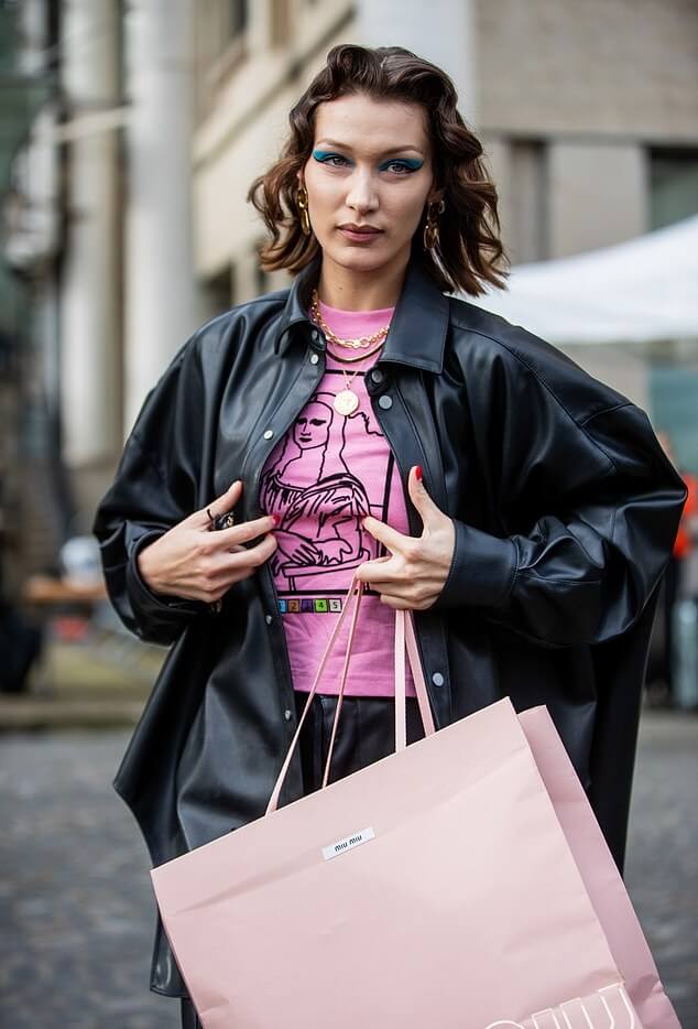 Bella Hadid Oversized Leather Jacket