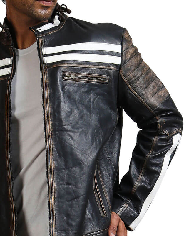 Distressed Black And White Striped Jacket