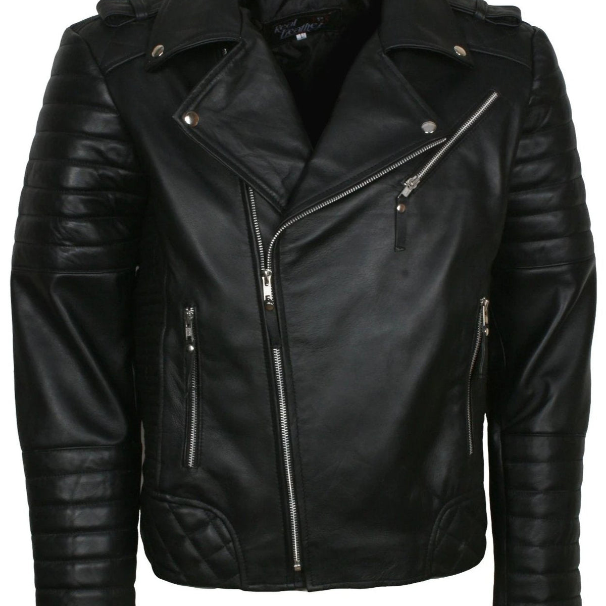 Men's Biker Black Padded Leather Jacket