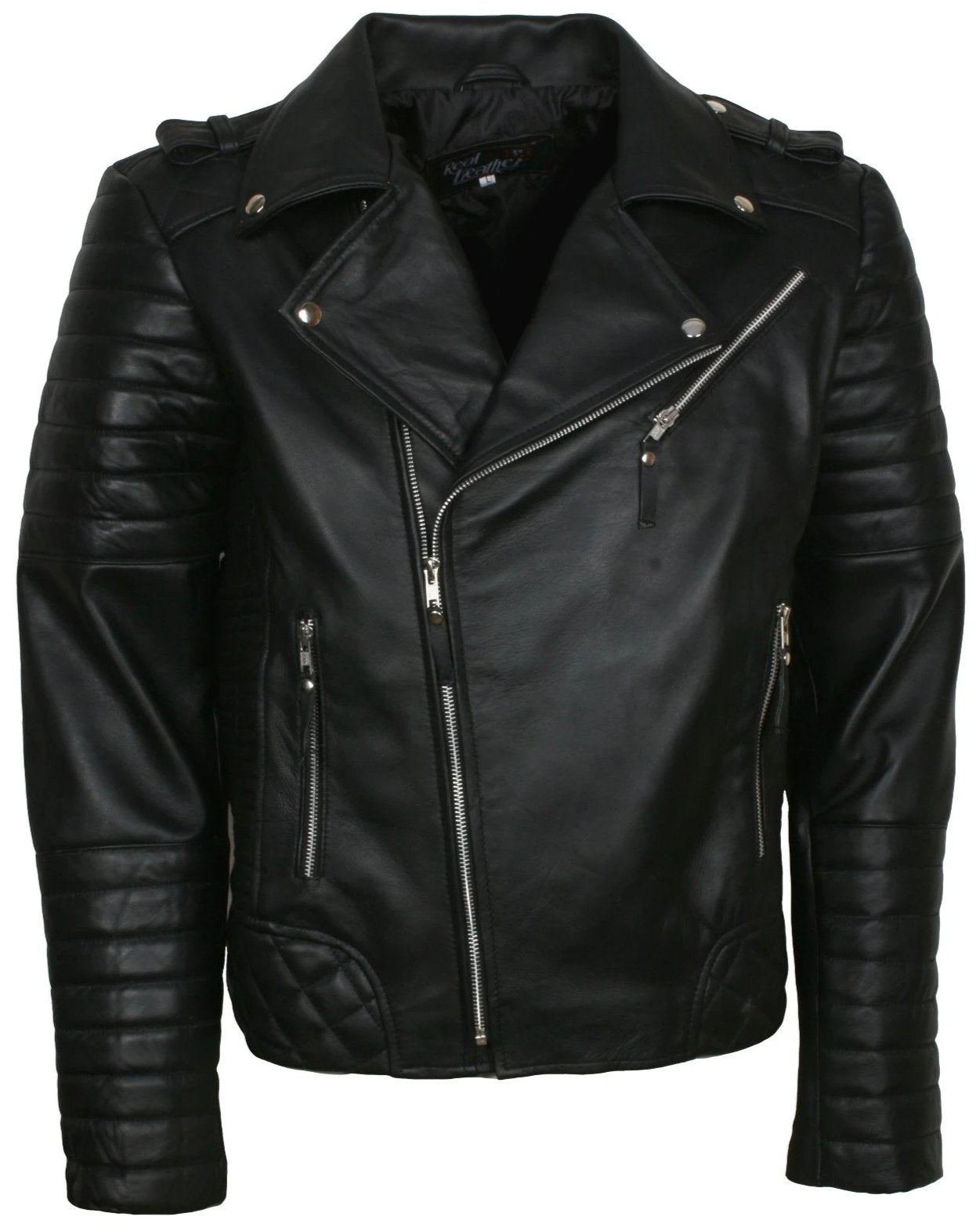 Men's Biker Black Padded Leather Jacket