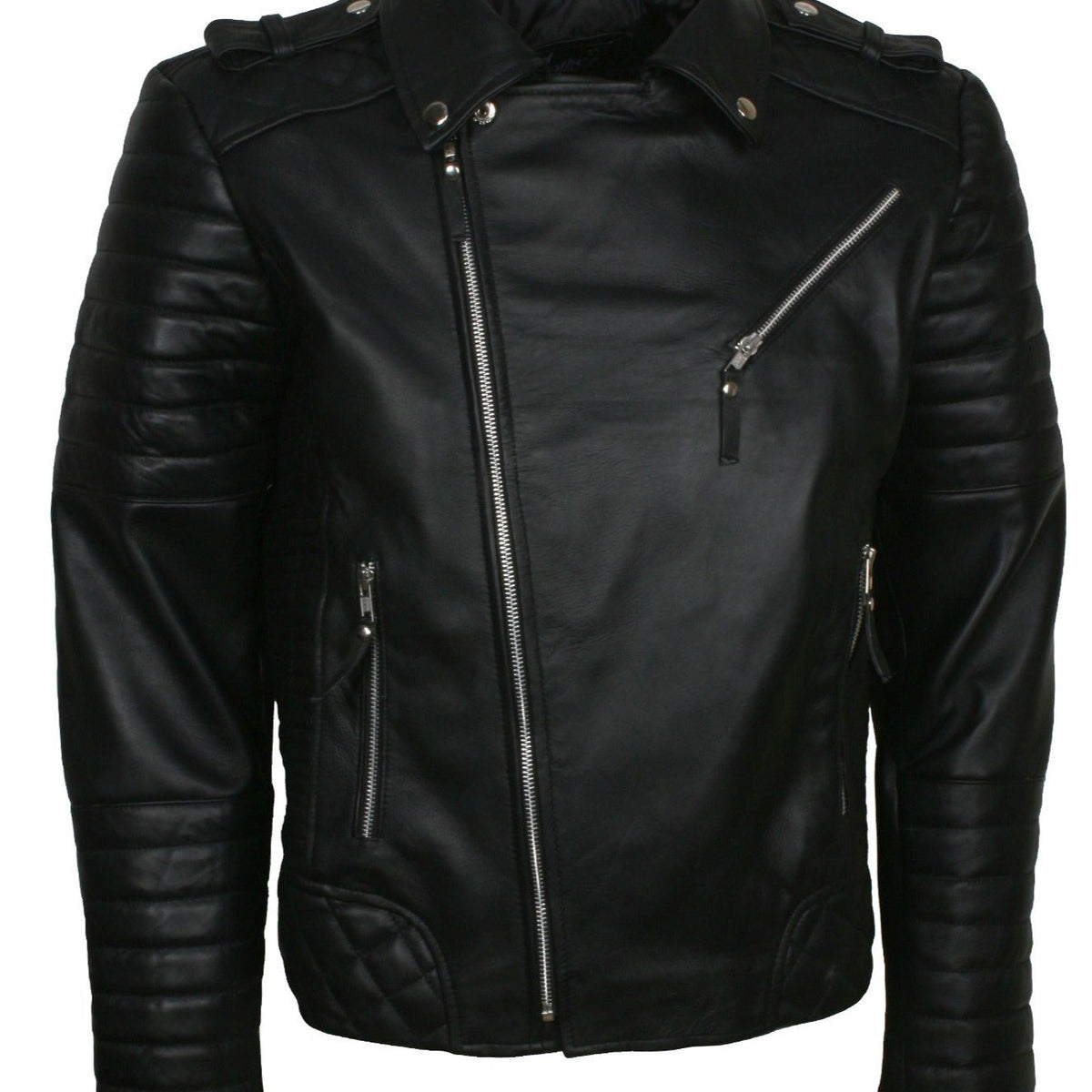 Men's Biker Black Padded Leather Jacket
