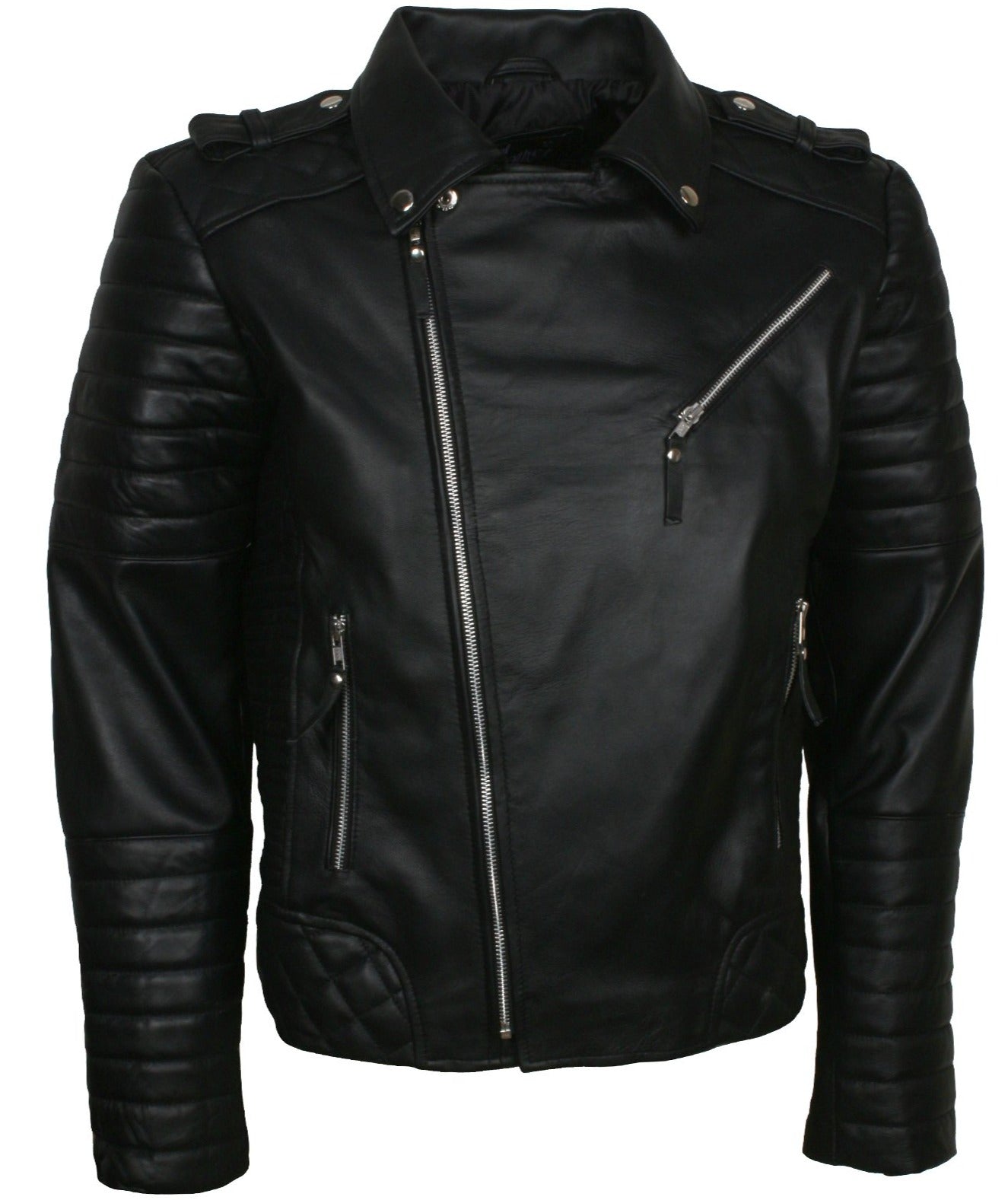 Men's Biker Black Padded Leather Jacket