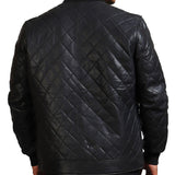 Diamond Quilted Black Leather Jacket