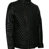 Diamond Quilted Jacket Mens in Real Leather