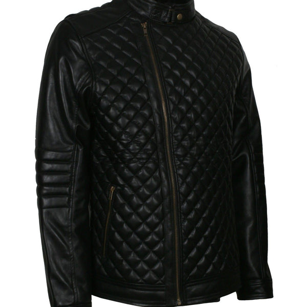 Diamond Quilted Jacket Mens in Real Leather
