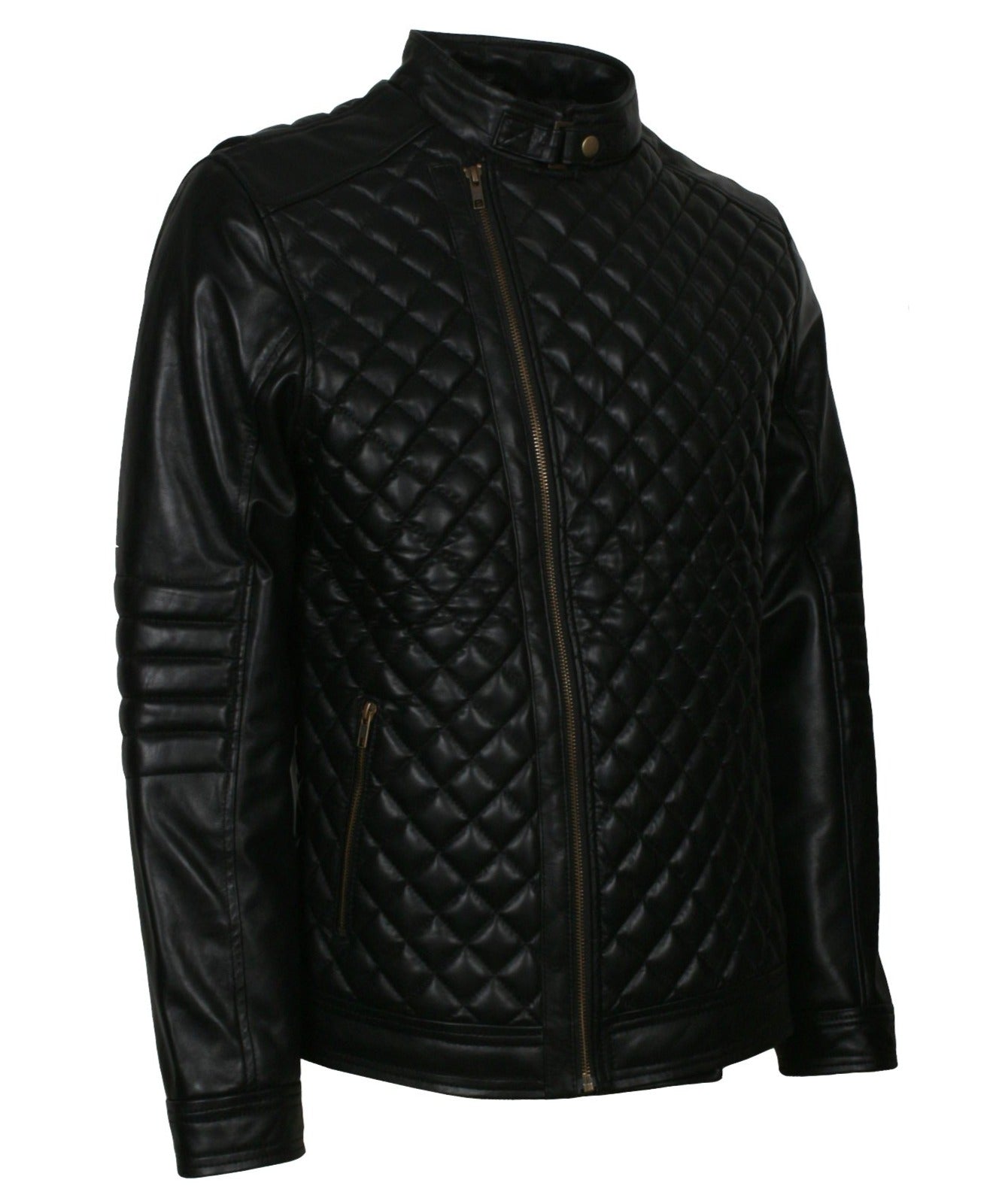 Diamond Quilted Jacket Mens in Real Leather