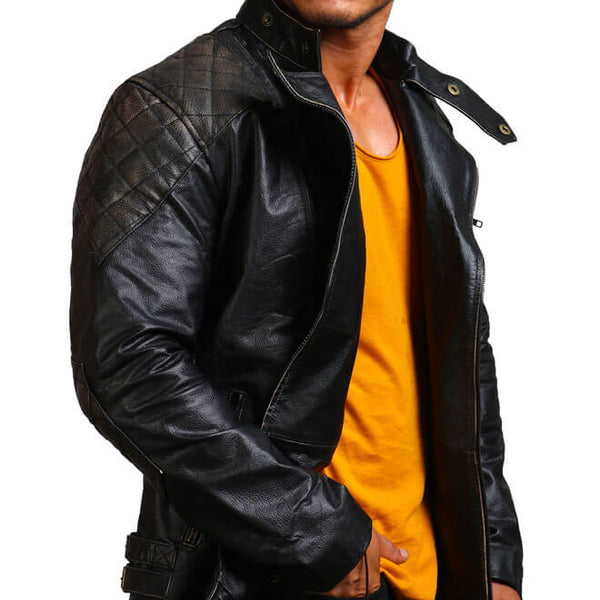 Skull and Bones Black Motorcycle Jacket