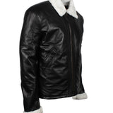 Men’s Winter Shearling Black Leather Jacket
