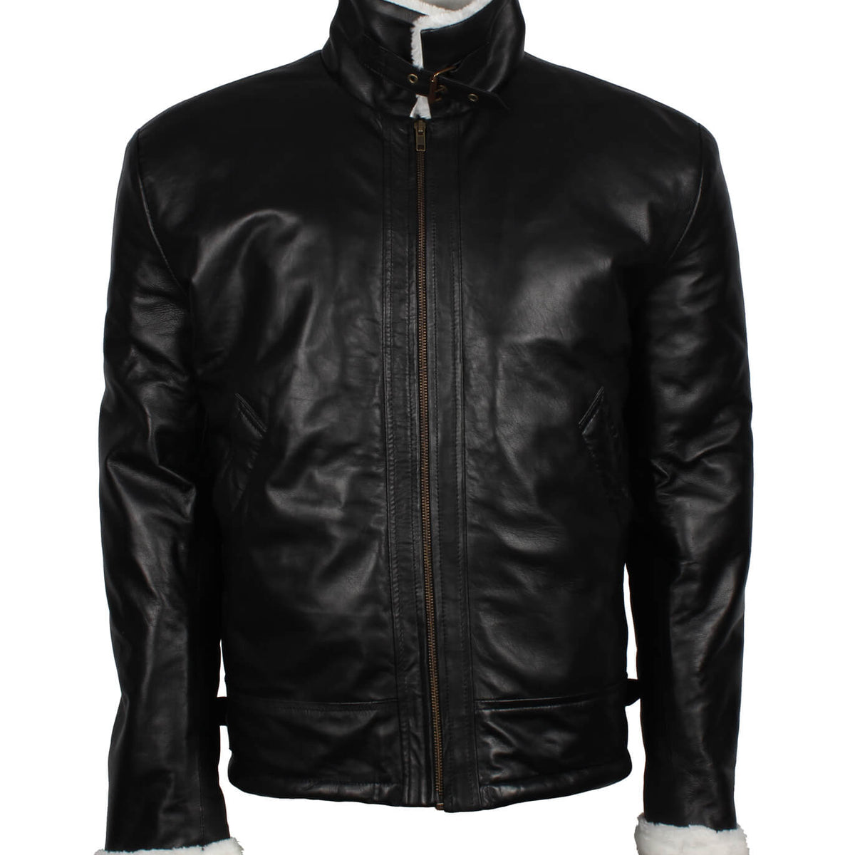 Men’s Winter Shearling Black Leather Jacket