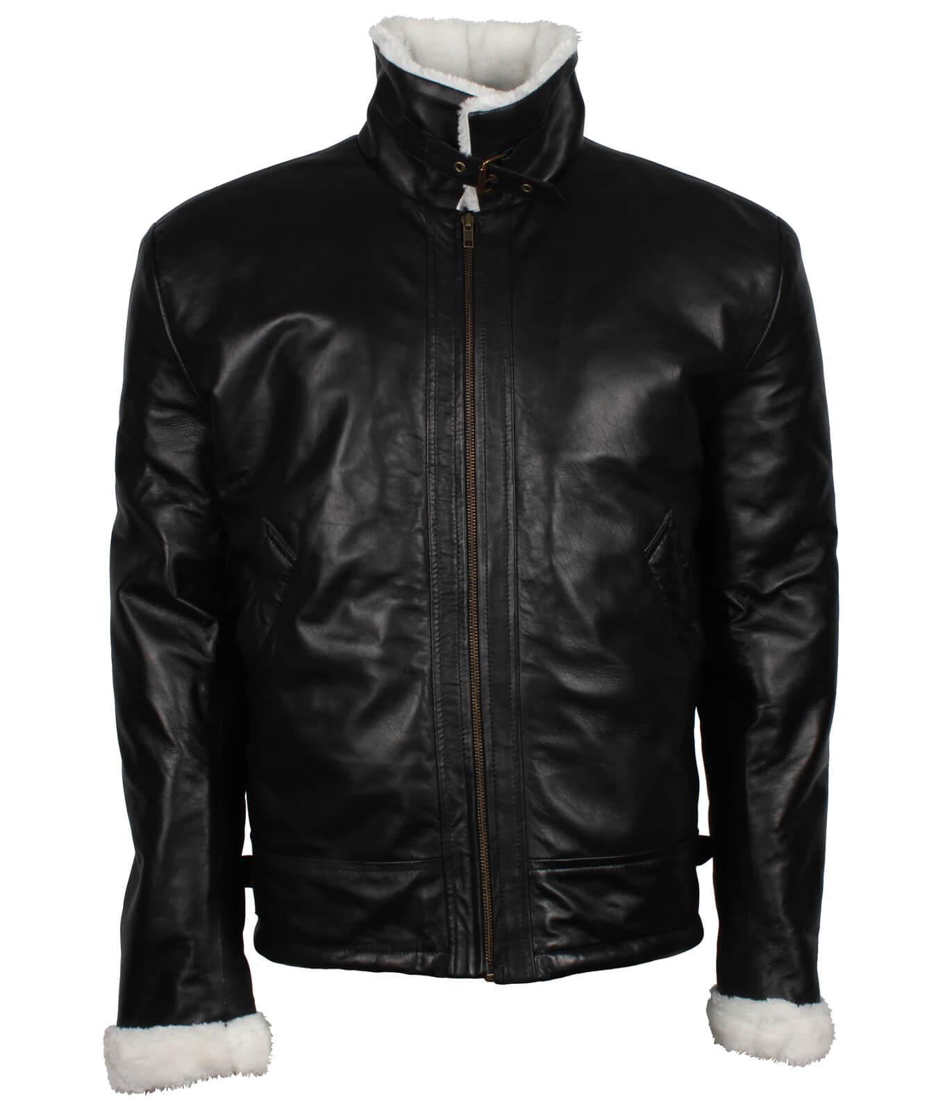 Men’s Winter Shearling Black Leather Jacket