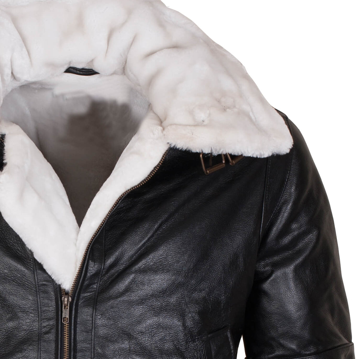 Men’s Shearling Black B3 Bomber Jacket with Hood