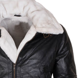 Men’s Shearling Black B3 Bomber Jacket with Hood