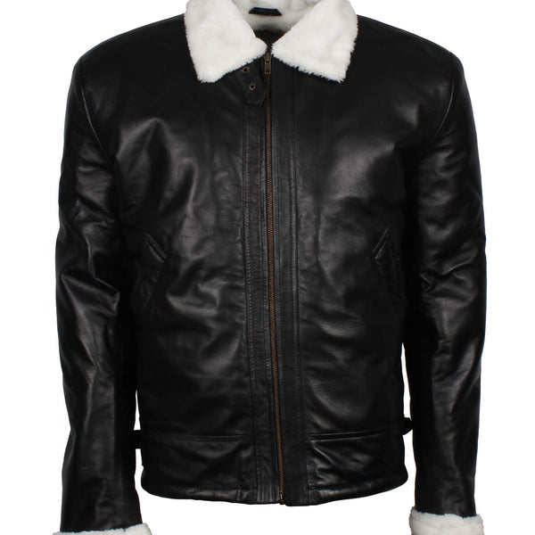 Men’s Winter Shearling Black Leather Jacket