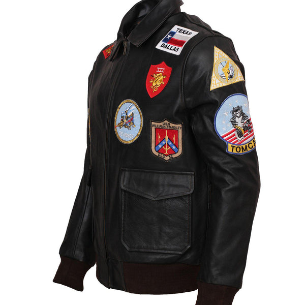 Mens Aviator Jacket Genuine Leather Bomber Jacket