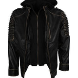 Men's Black Hooded Killing Joke Scarecrow Genuine Leather Jacket