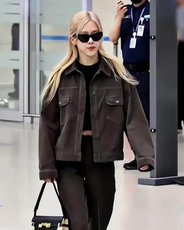 Blackpink Rose Brown Trucker Jacket Women