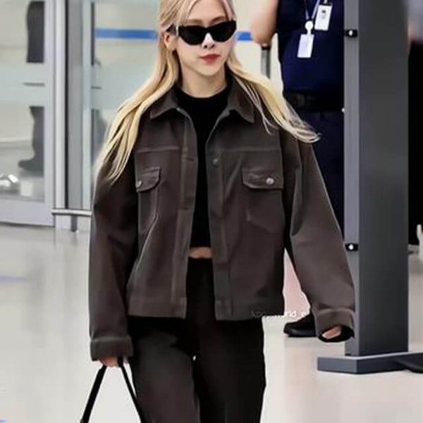 Blackpink Rose Brown Trucker Jacket Women