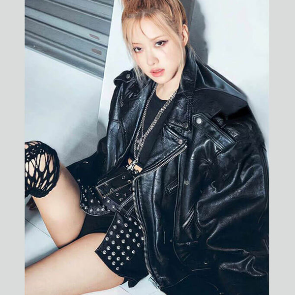 Blackpink Shut Down Rose Black Leather Jacket