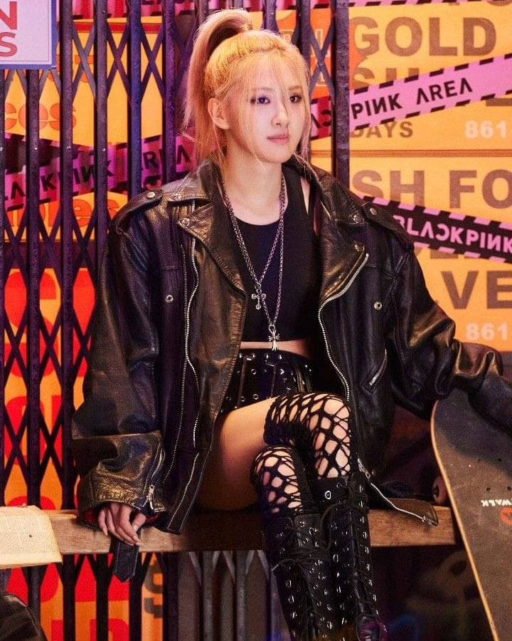 Blackpink Shut Down Rose Black Leather Jacket