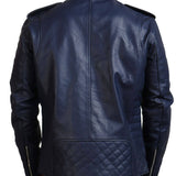 Blue Motorcycle Genuine Leather Jacket