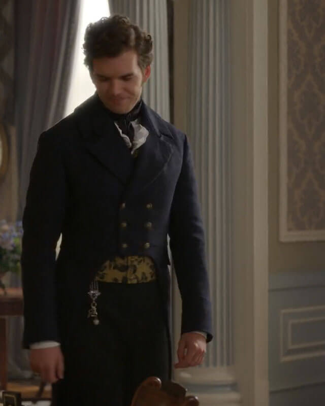 Colin Bridgerton Blue Wool Coat S03